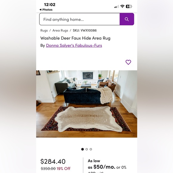 Donna Saylers Fabulous Furs “Leo” Leopard Print Faux Fur Area Rug 58x93 - Picture 11 of 12